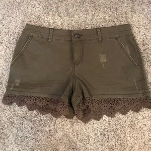 Maurice’s brown shorts with lace trim